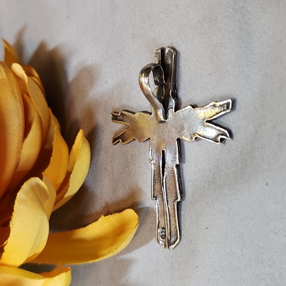 925 Sterling Silver Solid Cross Charm - image 4